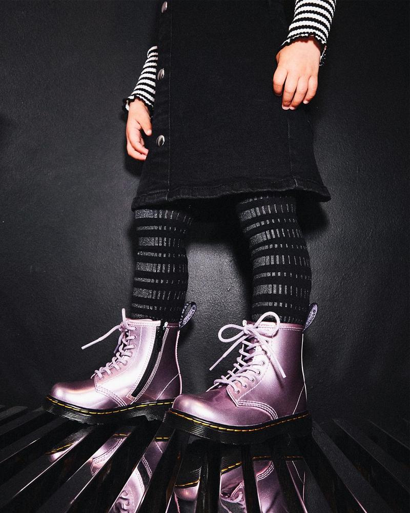 Dr Martens Toddler 1460 Metallic Snørestøvler Børn Lyserød | DK 696LIS